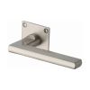 Heritage Brass Door Handle Lever Latch on Square Rose Trident Design Satin Nickel finish