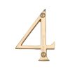 Heritage Brass Numeral 4 Face Fix 76mm (3") Polished Brass finish