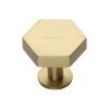 Heritage Brass Cabinet Knob Hexagon Design with Rose 32mm Satin Brass finish