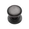 Rustic Dark Bronze Cabinet Knob Round Design on Plate 38mm