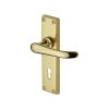 Heritage Brass Door Handle Lever Lock Windsor Design Polished Brass finish