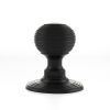 Old English Ripon Solid Brass Reeded Beehive Mortice Door Knob on Concealed Fix Rose - Matt Black