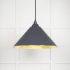 Hammered Brass Hockley Pendant in Slate