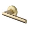 Heritage Brass Door Handle Lever Latch on Round Rose Mercury Design Satin Brass finish