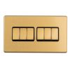 Eurolite Concealed 3mm 6 gang 2Way Switch Satin Brass