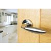 Mediterranean Ibiza Lever Door Handle on Round Rose - Satin Nickel/Polished Nickel