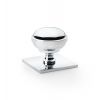 Alexander & Wilks - Quantock Cupboard Knob on Square Backplate - Polished Chrome - 38mm