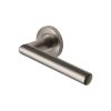 Steel Line Door Handle Lever Latch on Round Rose Tubular Design Satin Stainless Steel finish