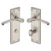 Heritage Brass Door Handle for Bathroom Hilton Design Satin Nickel finish