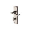 Heritage Brass Door Handle for Bathroom Builders' Range Satin Nickel finish