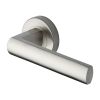 Heritage Brass Door Handle Lever Latch on Round Rose Poseidon Design Satin Nickel finish