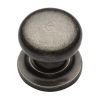 Rustic Pewter Cabinet Knob Round Design on Plate 38mm