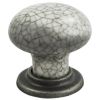 Porcelain Mushroom Pattern Knob 35mm - Antique Steel Midnight Blue Crackle Glaze