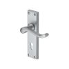 Heritage Brass Door Handle Lever Lock Bedford Design Satin Chrome finish