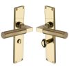 Heritage Brass Bauhaus Knurled Bathroom Set Door Handle on 200mm Plate Polished Brass finish