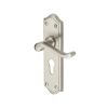 Heritage Brass Door Handle for Euro Profile Plate Buckingham Design Satin Nickel finish