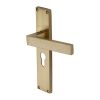 Heritage Brass Delta Hammered Euro Profile Door Handle on 200mm Plate Satin Brass finish