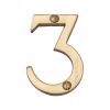 Heritage Brass Numeral 3 Face Fix 51mm (2") Polished Brass finish