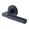 Heritage Brass Door Handle Lever on Rose Bauhaus Design Matt Black Finish