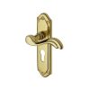 Heritage Brass Door Handle for Euro Profile Plate Lisboa Design Polished Brass finish