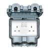 Eurolite Euroseal 2 Gang Switched Socket Grey