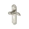 Heritage Brass Door Handle for Euro Profile Plate Lisboa Design Satin Nickel finish