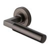 Heritage Brass Door Handle Lever on Rose Bauhaus Design Matt Bronze Finish