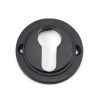 Matt Black Round Euro Escutcheon (Art Deco Rose)