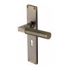 Heritage Brass Bauhaus Knurled Lever Lock Door Handle on 200mm Plate Antique Brass finish