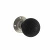 Old English Whitby Ebony Wood Reeded Beehive Mortice Knob on Face Fix Rose - Satin Nickel