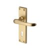 Heritage Brass Door Handle Lever Lock Windsor Design Satin Brass finish