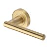 Heritage Brass Door Handle Lever on Rose Challenger Design Satin Brass Finish