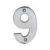 Heritage Brass Numeral 9 Face Fix 76mm (3") Satin Chrome finish