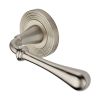 Heritage Brass Door Handle Lever Latch on Round Rose Roma Reeded Design Satin Nickel finish
UK Registered Design Number 6226296