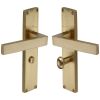 Heritage Brass Delta Hammered Bathroom Set Door Handle on 200mm Plate Satin Brass finish