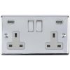 Eurolite Enhance Decorative 2 Gang USB Socket Polished Chrome