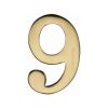 Heritage Brass Numeral 9 Self Adhesive 51mm (2") Polished Brass finish