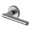 Heritage Brass Door Handle Lever Latch on Round Rose Challenger Design Polished Chrome finish