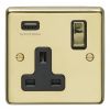 Eurolite Stainless Steel 1 Gang USB Socket Polished Brass