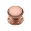 Heritage Brass Cabinet Knob Victorian Round Design with base 32mm Satin Rose Gold finish