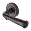 Heritage Brass Door Handle Lever on Rose Reeded Colonial Design Matt Bronze Finish