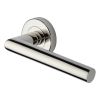 Heritage Brass Door Handle Lever Latch on Round Rose Athena Design Polished Nickel finish