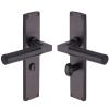 Heritage Brass Bauhaus Hammered Bathroom Set Door Handle on 200mm Plate Matt Bronze finish