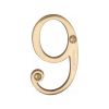 Heritage Brass Numeral 9 Face Fix 76mm (3") Polished Brass finish