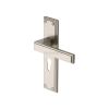 Heritage Brass Door Handle Euro Profile Atlantis Design Satin Nickel finish