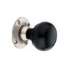 Ebony Bun Rim/Mortice Door Knob Polished Nickel