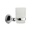 Cambridge Toothbrush Holder. Wall Mounted with Frosted Glass Tumbler. Polished Chrome finish