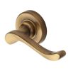 Heritage Brass Door Handle Lever Latch on 53mm Round Rose Bedford Design Antique Brass finish