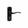 Old English Warwick Key Lever Door Handle on Backplate - Matt Black