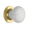 White Crackle Knob with Polished Brass base